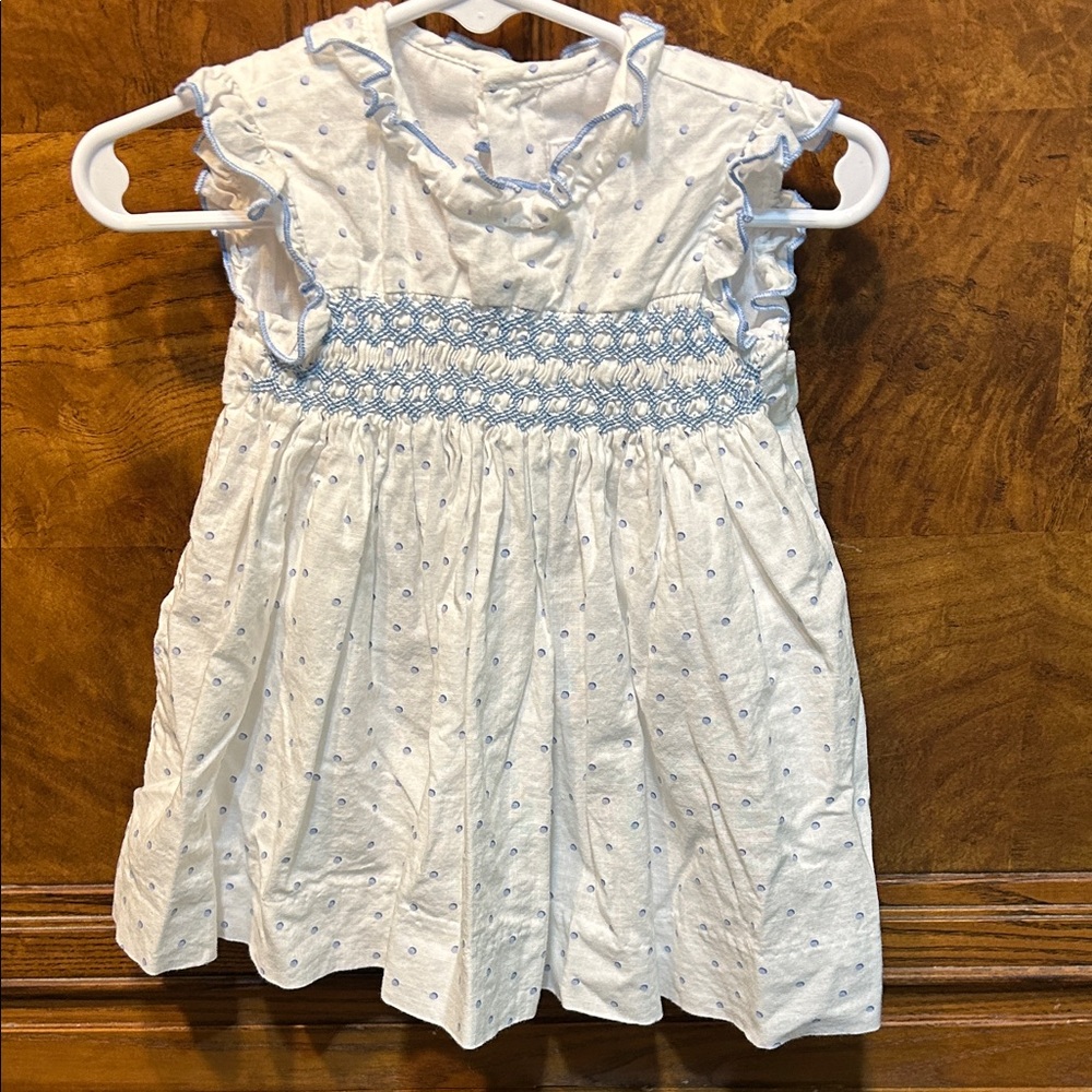 Charming White and Blue Kids Dress